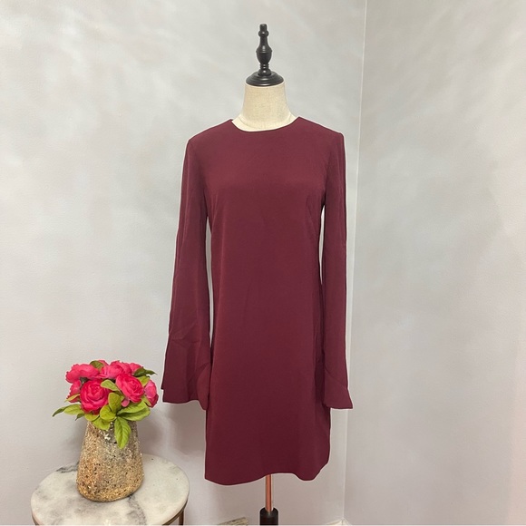 Dress The Population Burgundy Dahlia Long Sleeve Drape Back Minidress - Reemoly - Picture 10 of 17